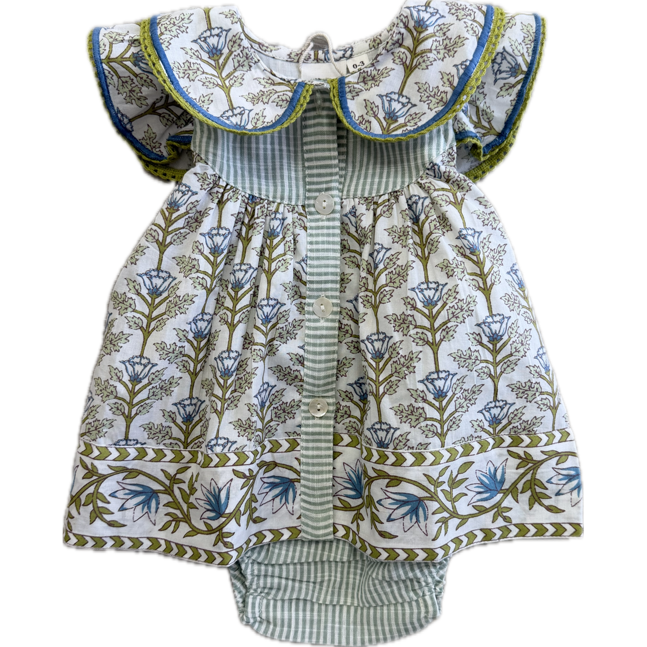Yo Baby Blue/ Green Floral Dress - Baby-Yo Baby-Little Giant Kidz