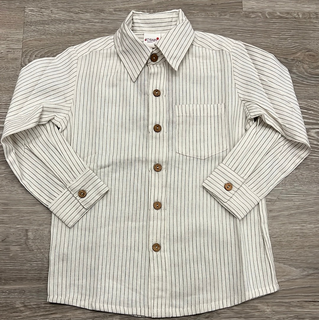 Yo Baby Grey Dot Stripe Long Sleeve Button Down Shirt-Yo Baby-Little Giant Kidz