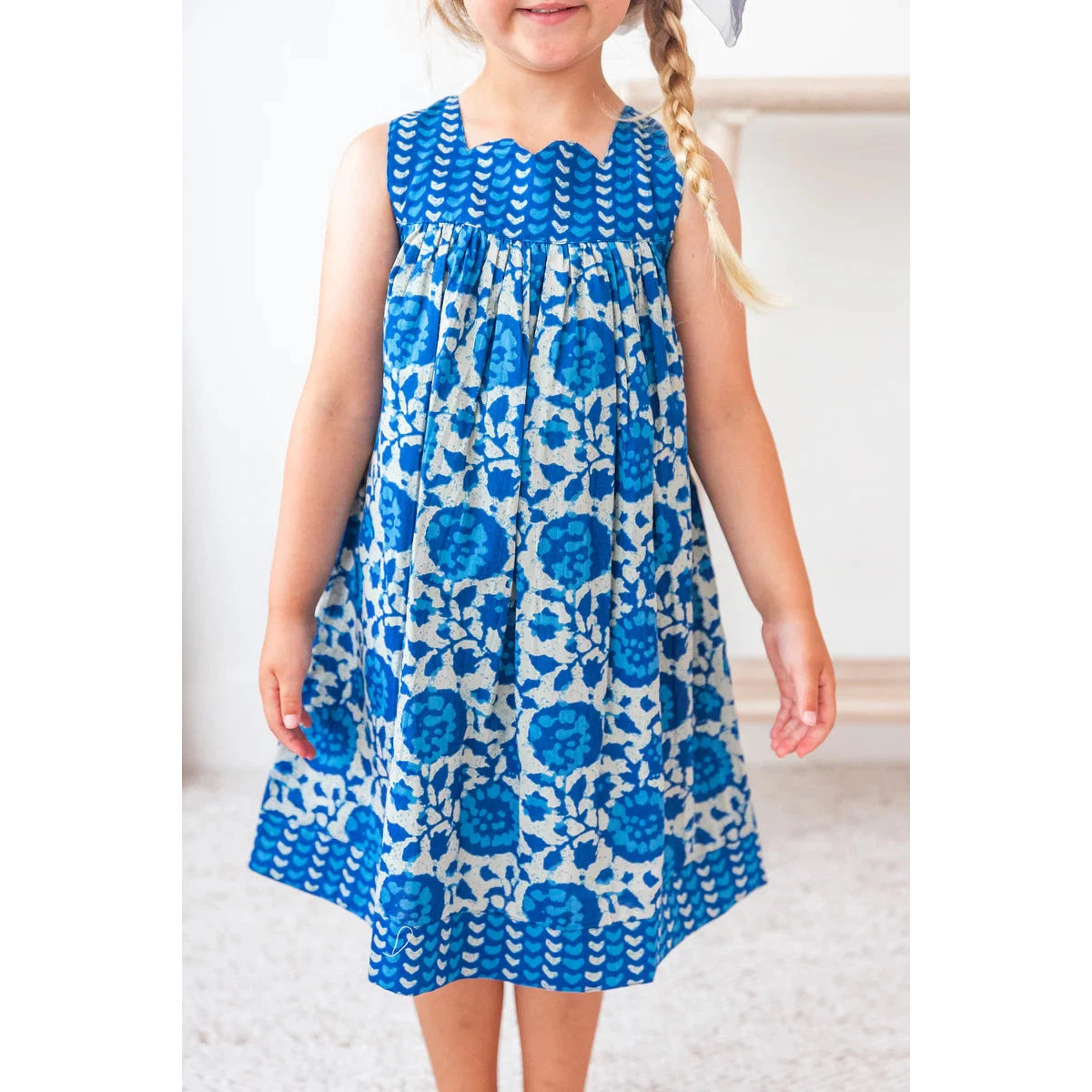 Yo Baby Indigo Floral Printed Dress-Yo Baby-Little Giant Kidz