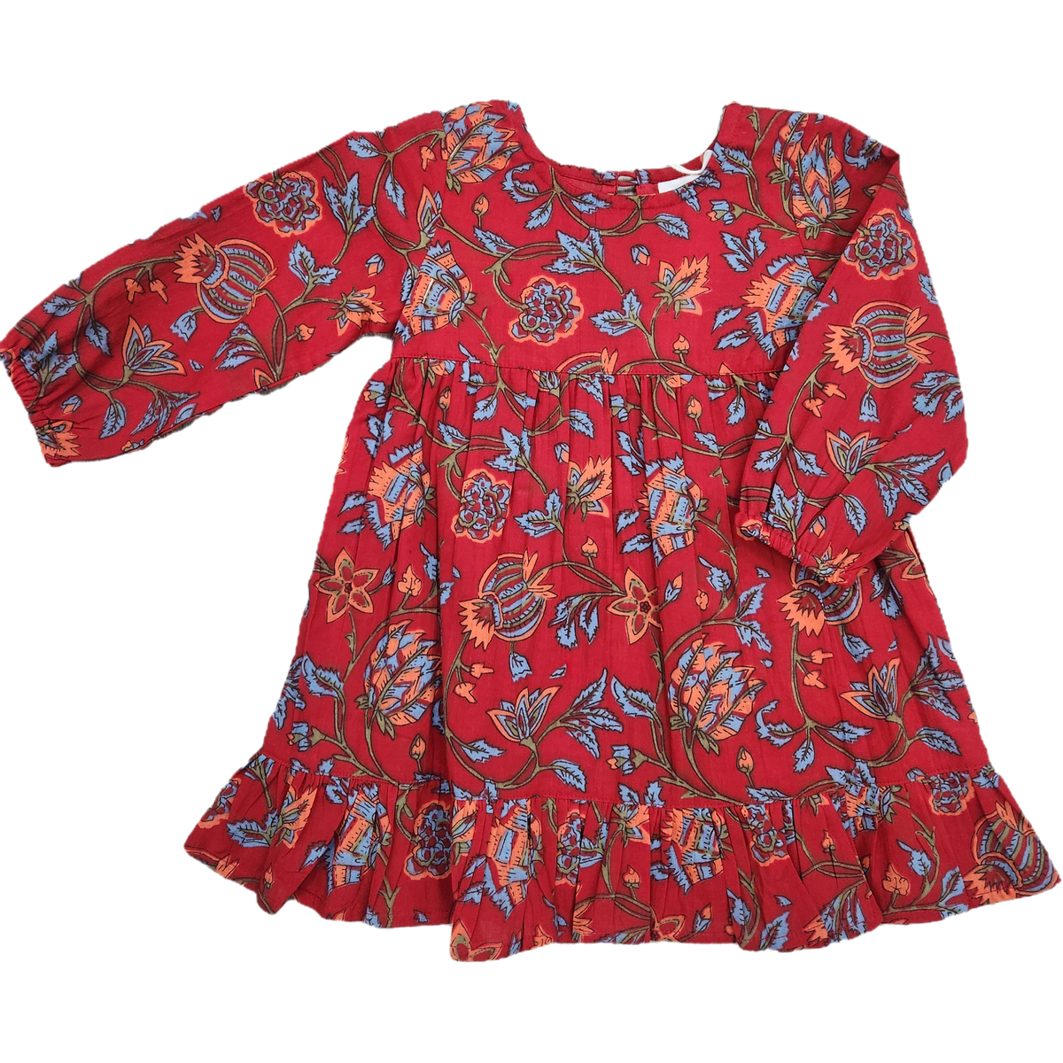 Yo Baby Red & Blue Floral Print Dress & Bloomer Set-Yo Baby-Little Giant Kidz