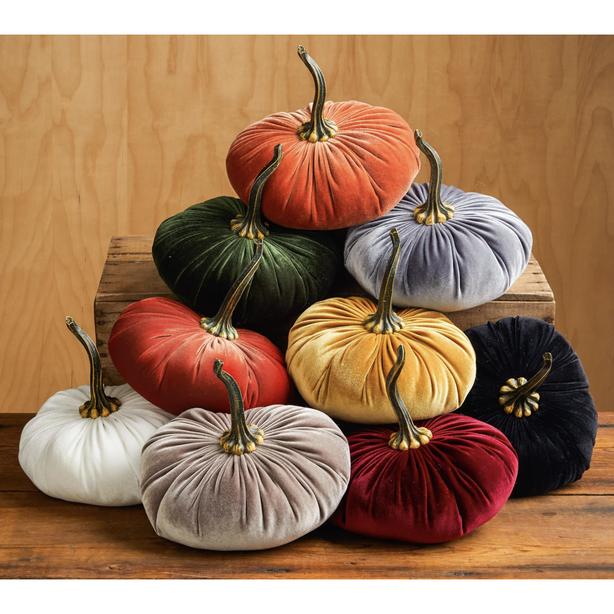 Young's Inc Velvet Covered Fall Pumpkins - Large-YOUNG'S INC.-Little Giant Kidz