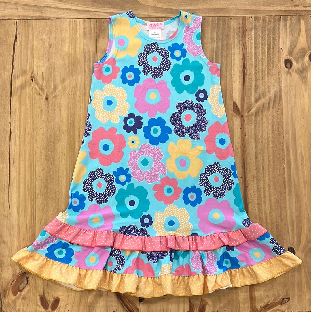 ZaZa Couture Groovy Floral Ruffle Dress-ZAZA COUTURE-Little Giant Kidz