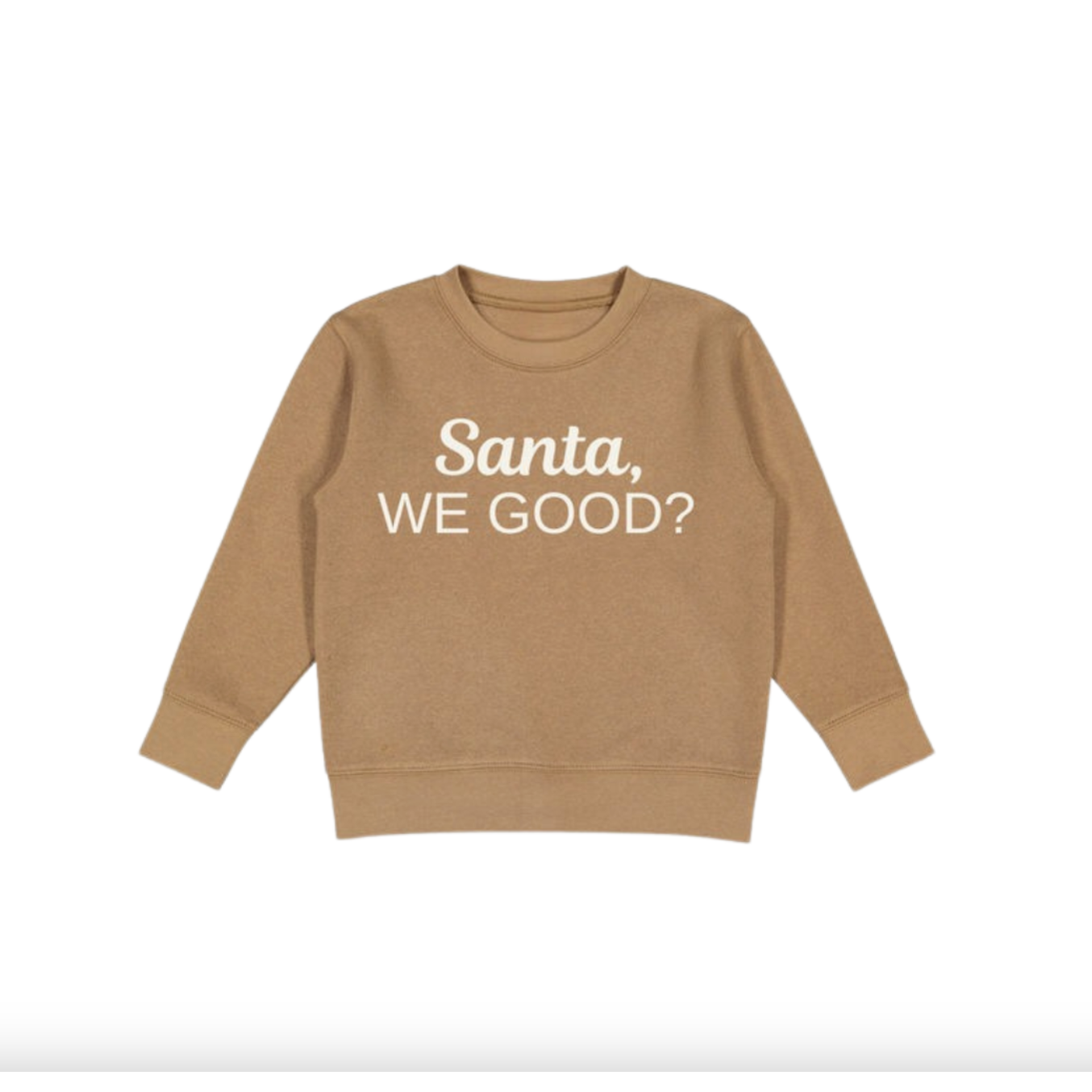 ntrl co Santa We Good Crew Neck Pullover- Woodland Beige-ntrl co-Little Giant Kidz
