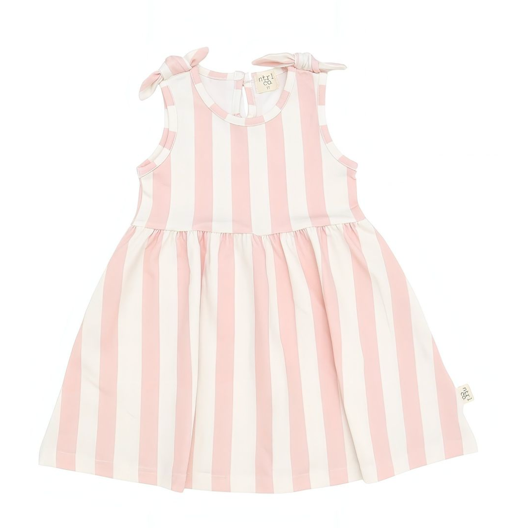 ntrl co Short Sleeveless Twirl Dress- Beach Lines Pink-ntrl co-Little Giant Kidz