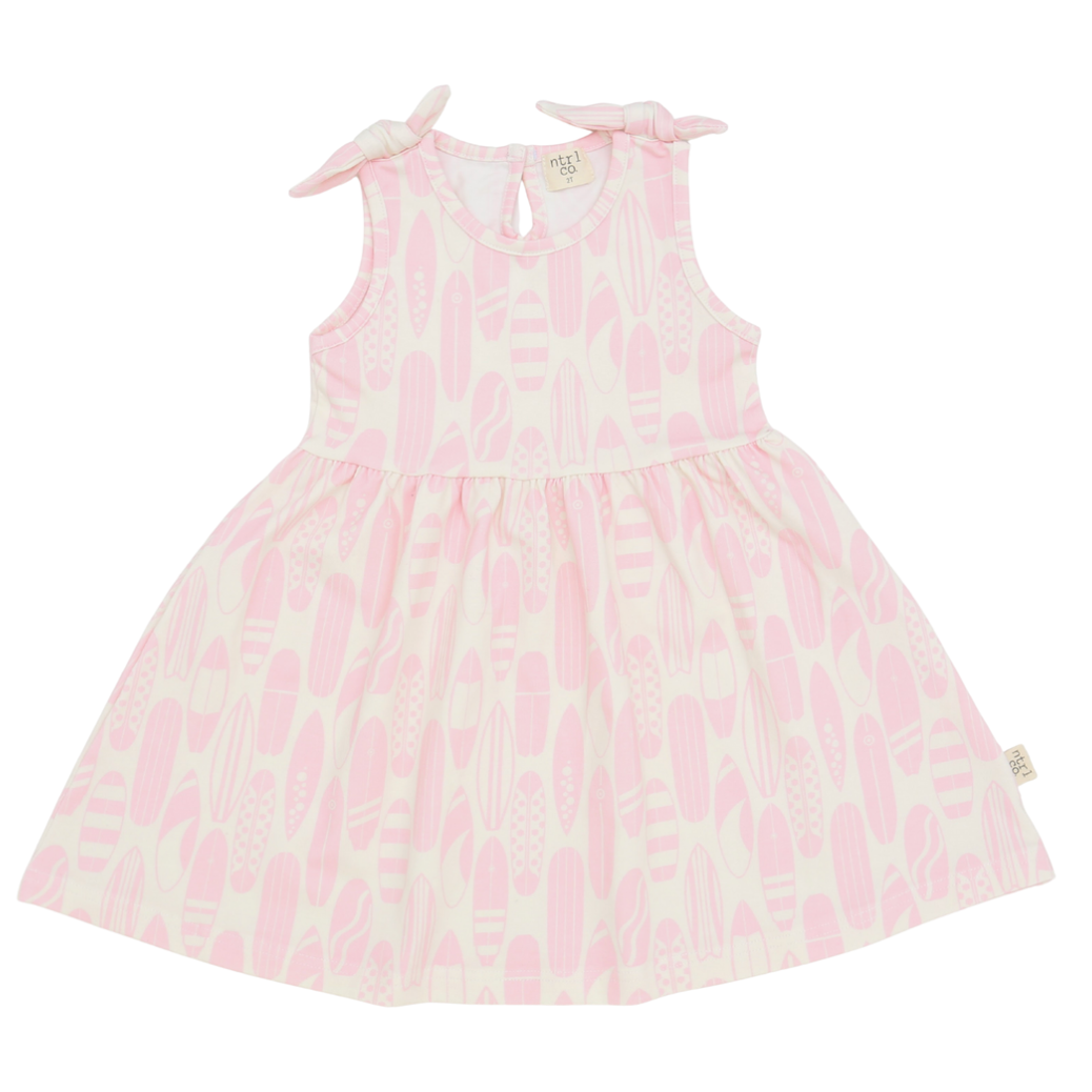 ntrl co Short Sleeveless Twirl Dress- Surf's Up Pink-ntrl co-Little Giant Kidz