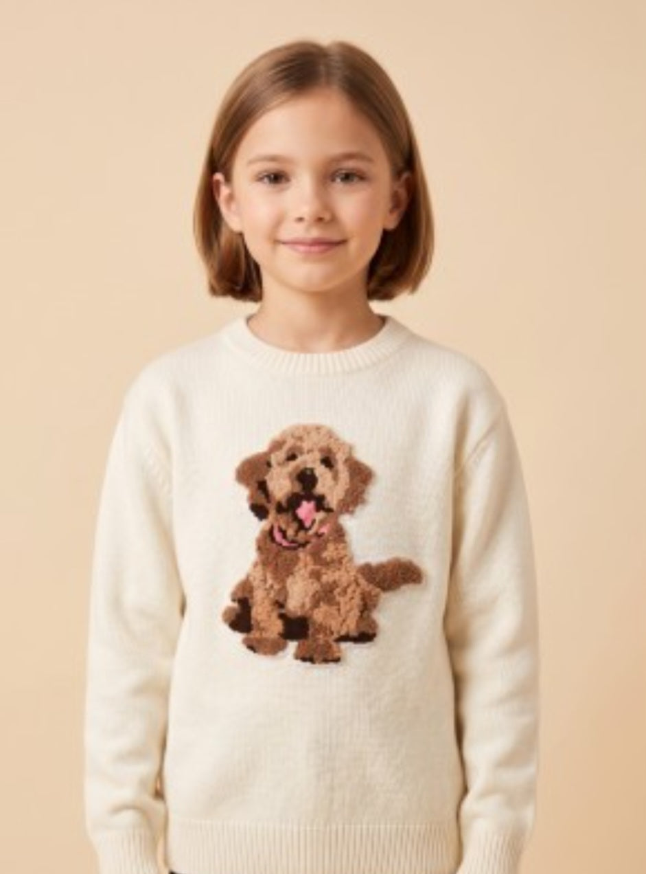 Hayden Girl's Terrier Patched Sweater Top