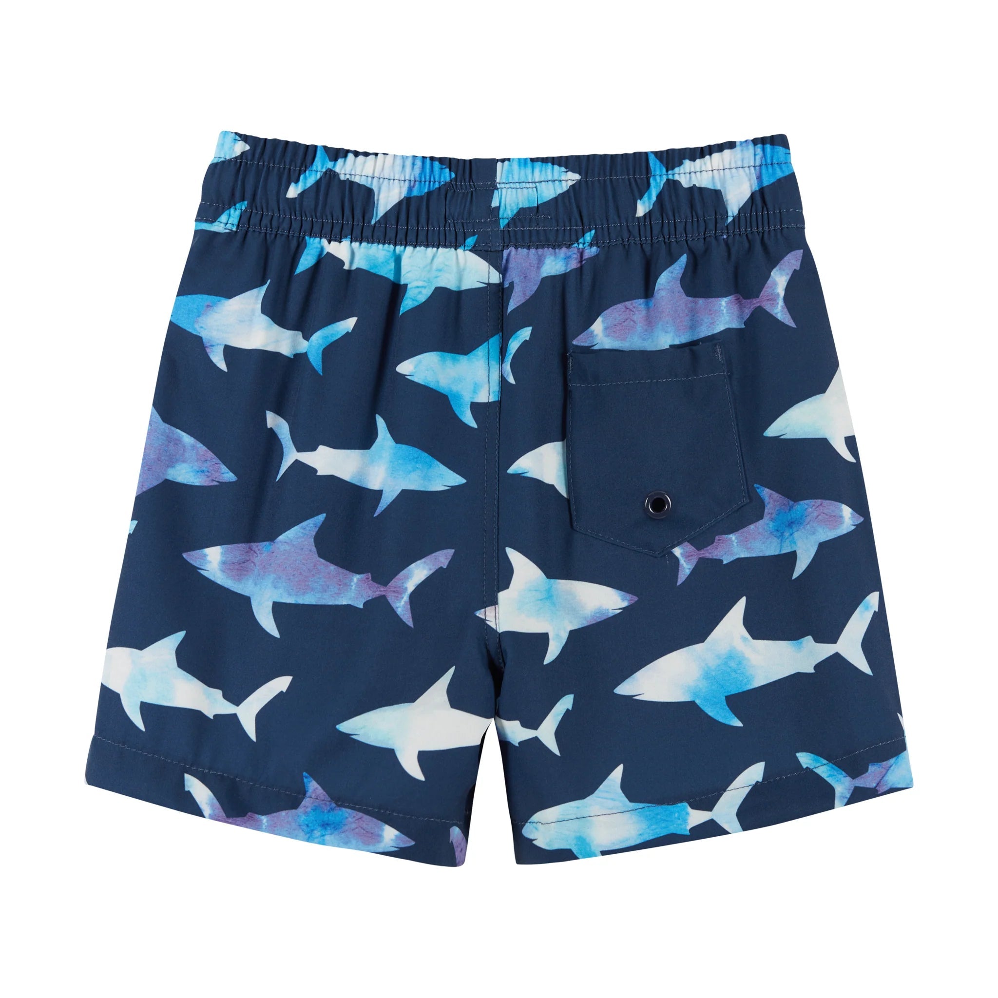 Andy & Evan Navy Tie Dye Shark Print Stretch Boardshort-ANDY & EVAN-Little Giant Kidz