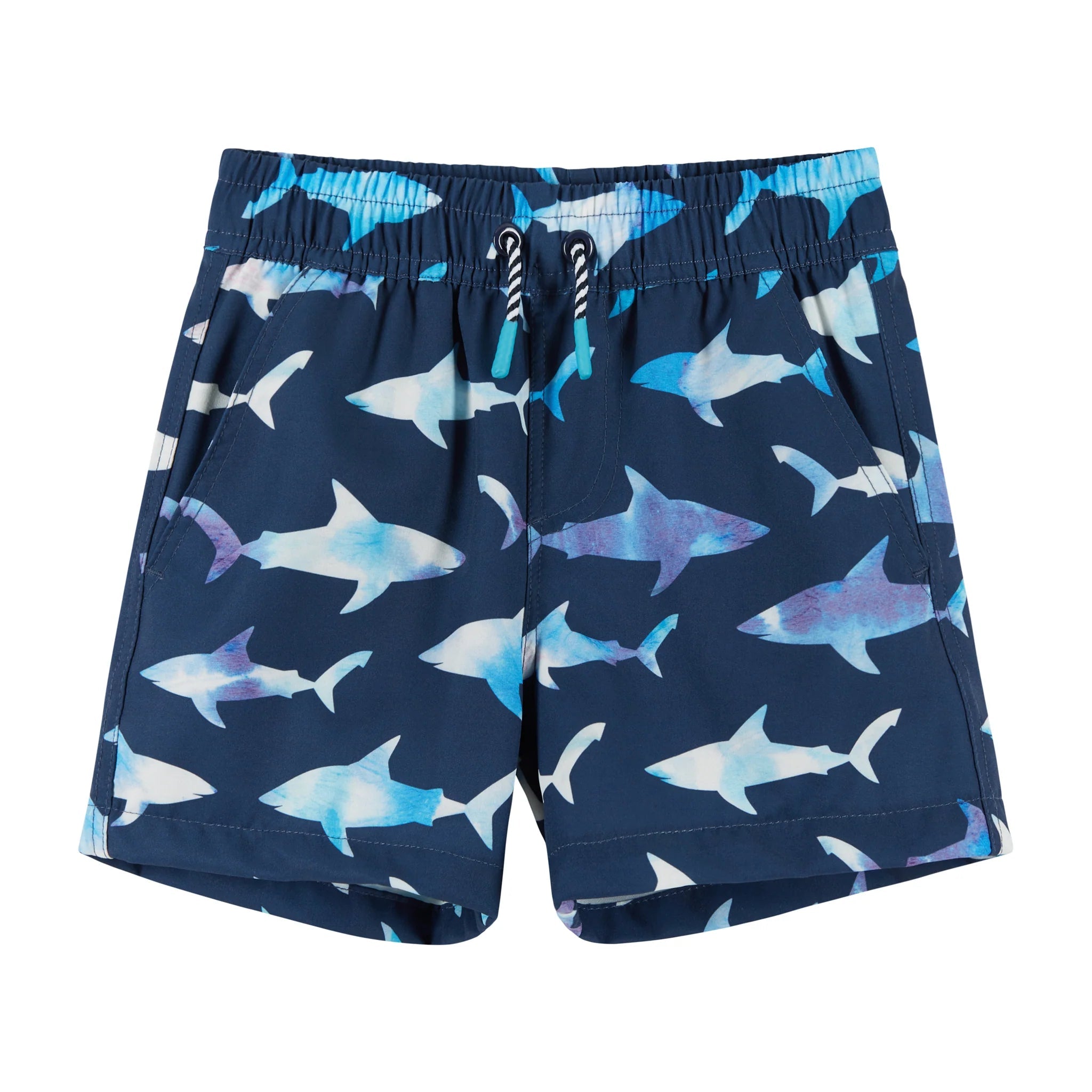 Andy & Evan Navy Tie Dye Shark Print Stretch Boardshort-ANDY & EVAN-Little Giant Kidz