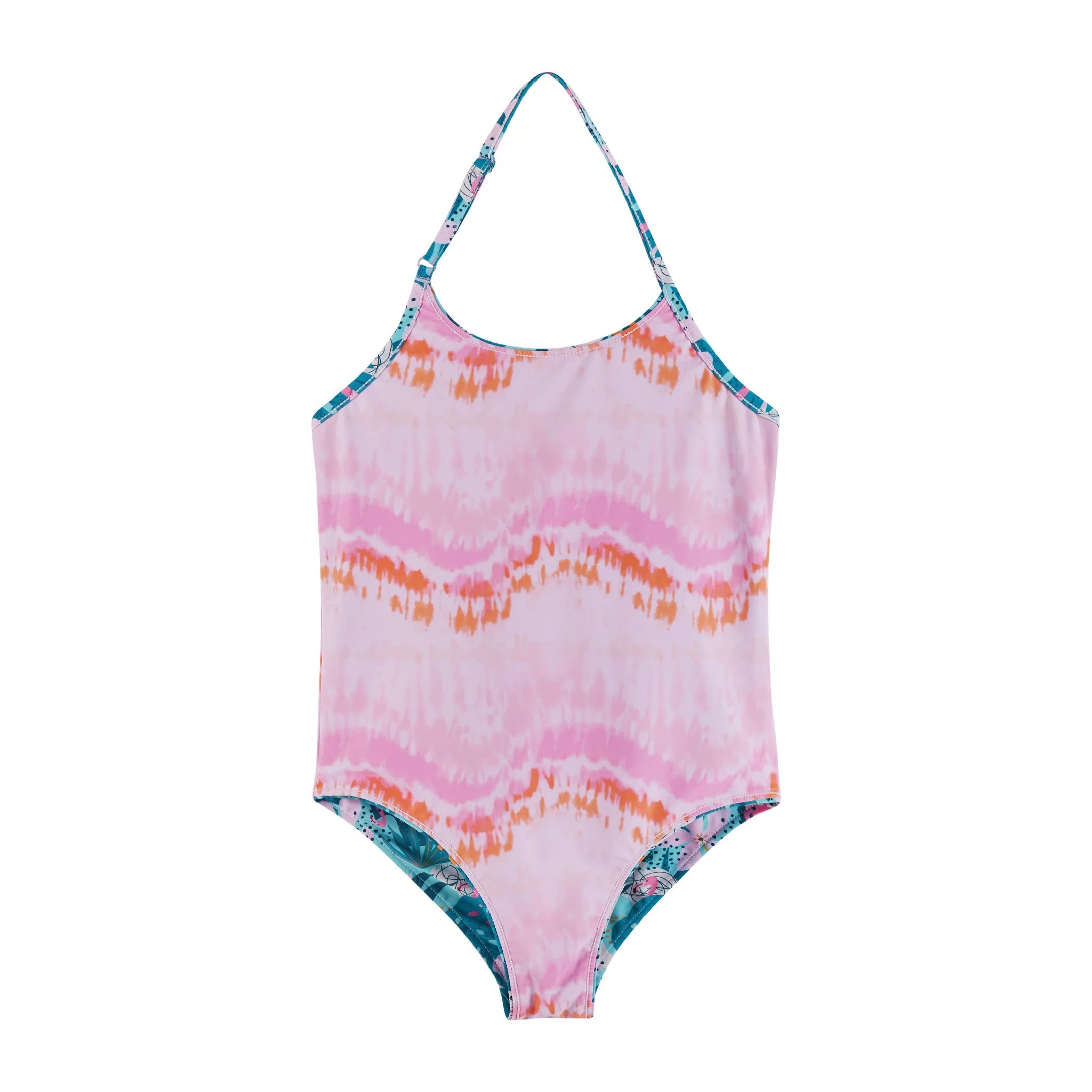 Andy & Evan Tween UPF 50+ Aqua & Tie Dye Reversible Swim Suit