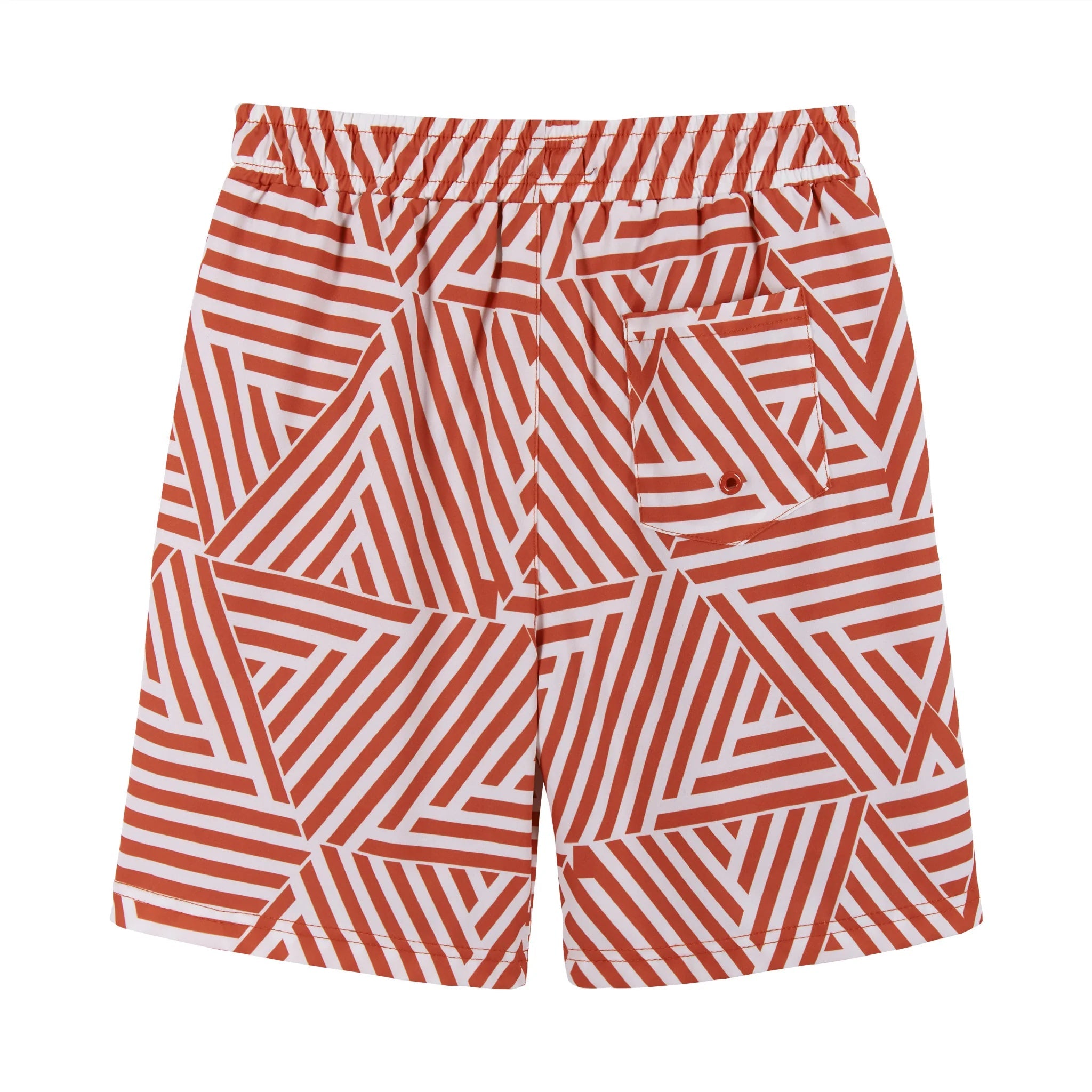 Andy & Evan Tween UPF 50+ Orange Geometric Print Comfort Lined Boardshort-ANDY & EVAN-Little Giant Kidz