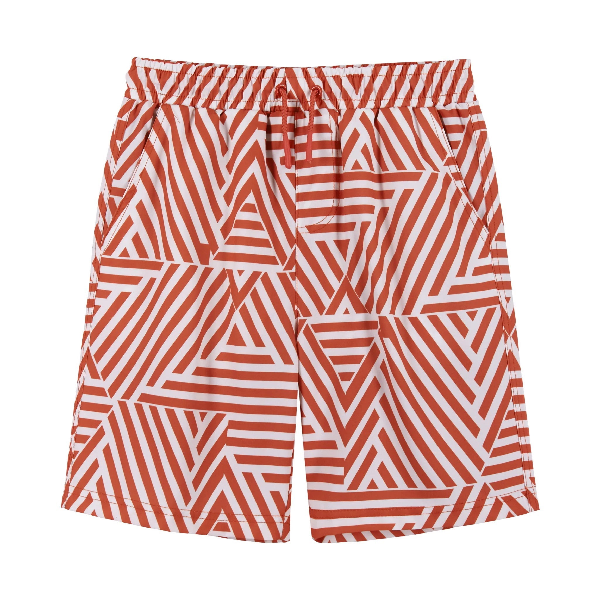 Andy & Evan Tween UPF 50+ Orange Geometric Print Comfort Lined Boardshort-ANDY & EVAN-Little Giant Kidz