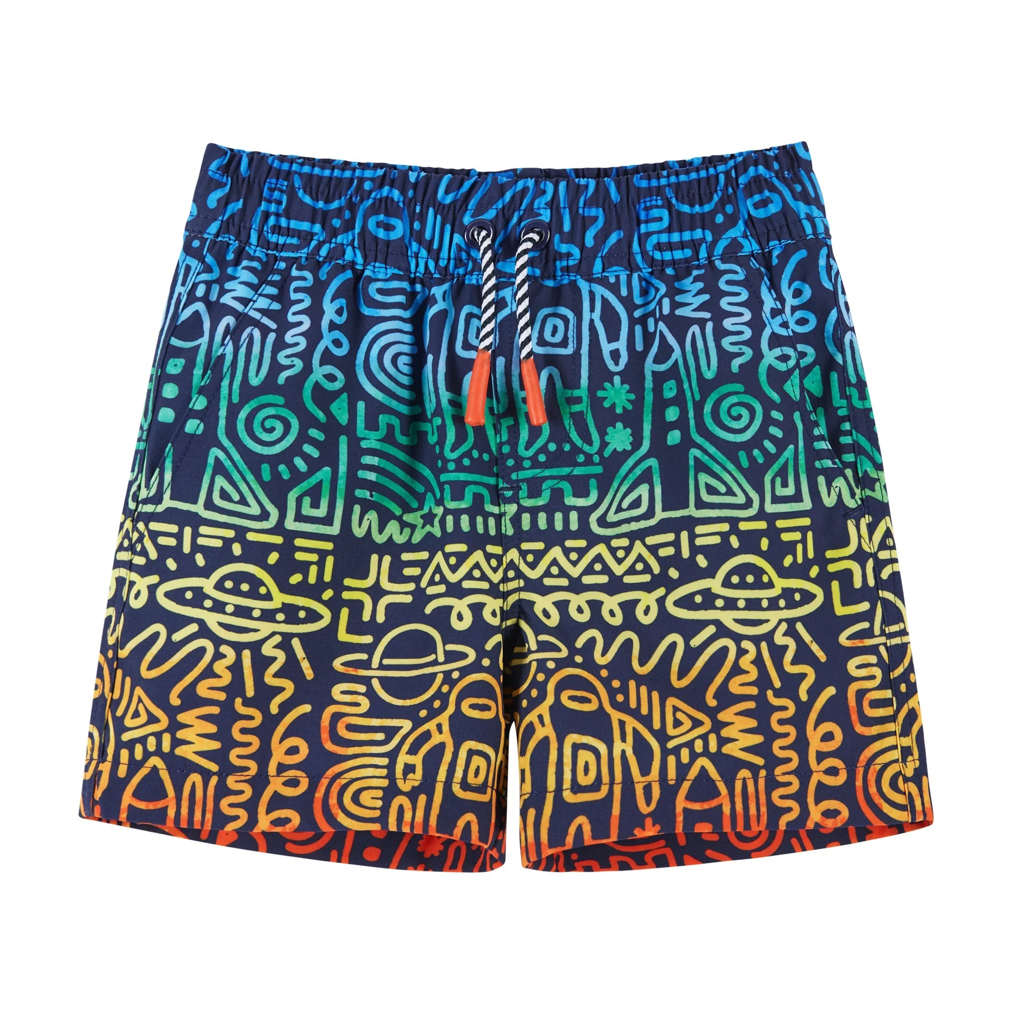 Andy & Evan UPF 50+ Rocket Print Rashguard & Stretch Swim Trunk Set-ANDY & EVAN-Little Giant Kidz