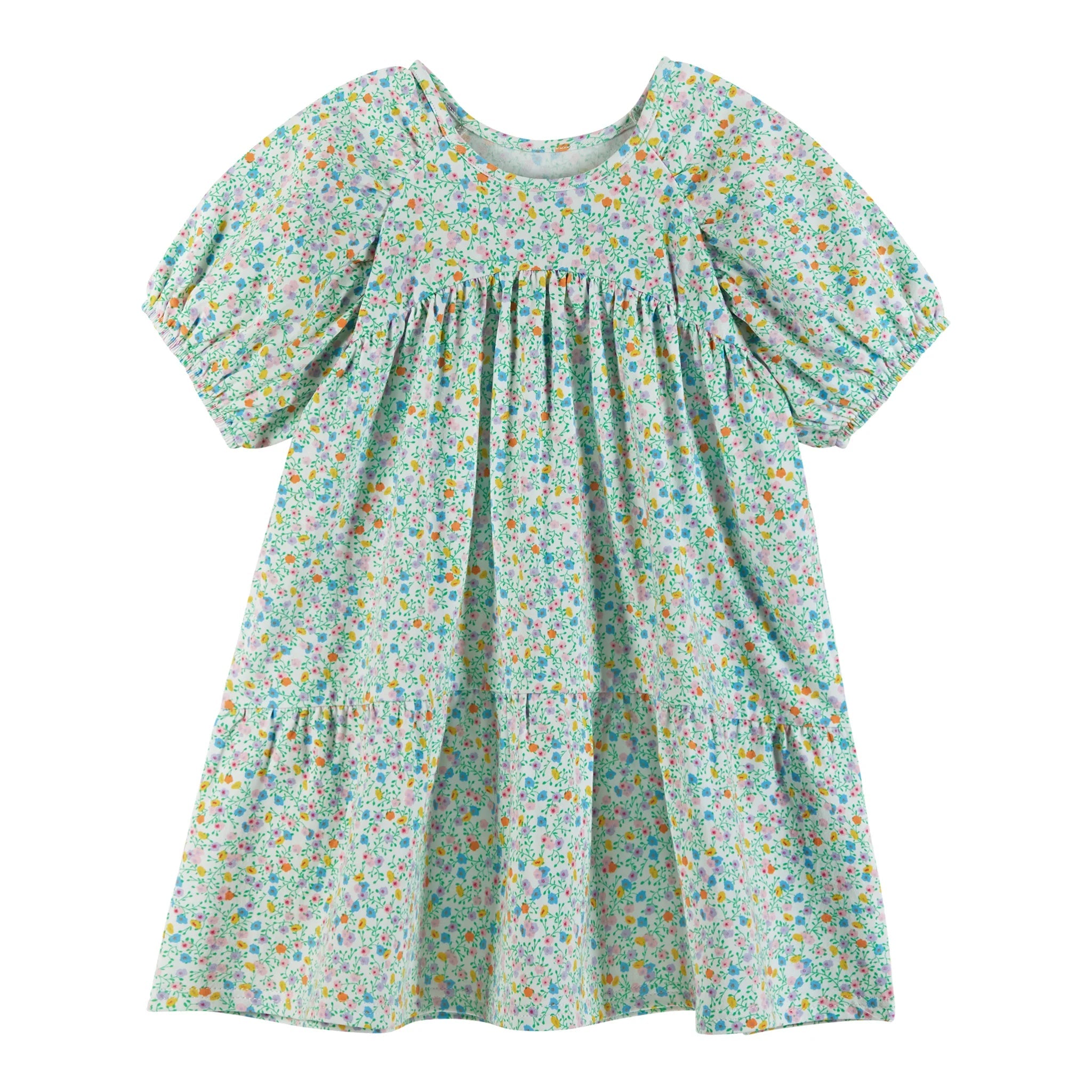 Andy & Evan White Floral Print Puff Sleeve Dress-ANDY & EVAN-Little Giant Kidz