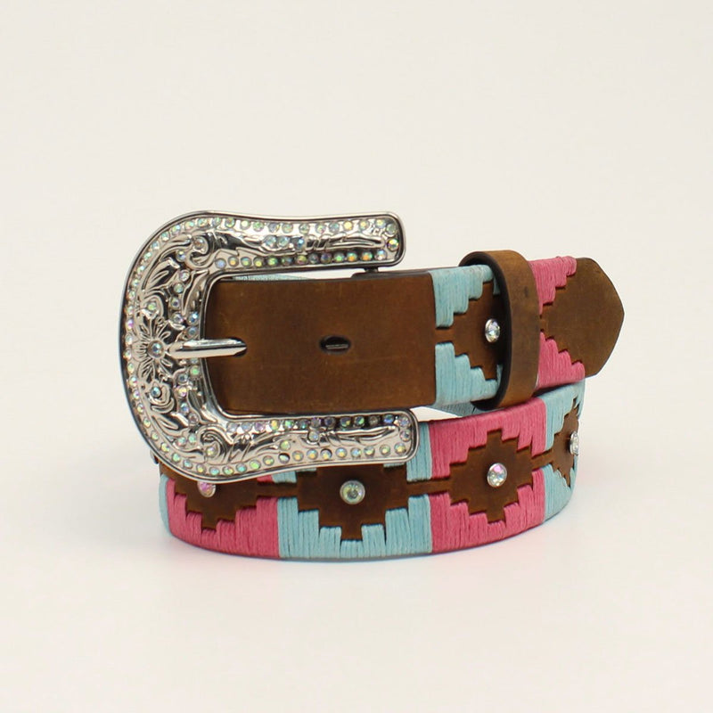 Angel Ranch Toddler Girls' Belt 1 1/4" Southwestern Lacing - Brown-M & F Western Products-Little Giant Kidz