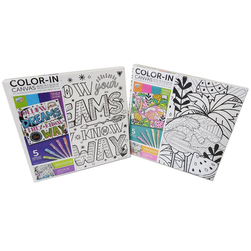 Anker Play Coloring Canvas with Gel Pens 10″ x 10″ - Assorted Styles-Anker Play Products-Little Giant Kidz