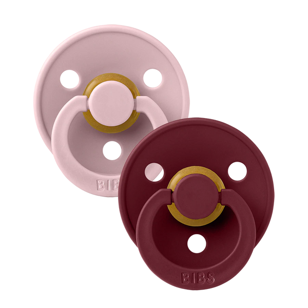 BIBS Colour Collection Round Natural Pacifier - Pink Plum/Elderberry 2Pk-Maighan Distribution-Little Giant Kidz