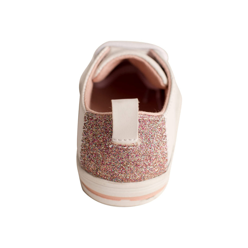 Baby Deer Lennon Toddler White Sneakers with Rainbow Glitter Accent-BABY DEER-Little Giant Kidz