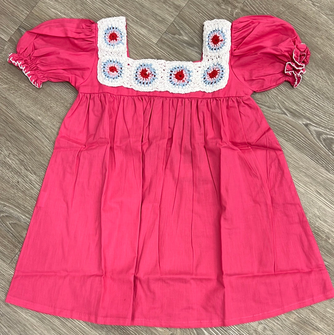 Bela & Nuni Hot Pink Crochet Baby Doll Dress-Bela & Nuni-Little Giant Kidz