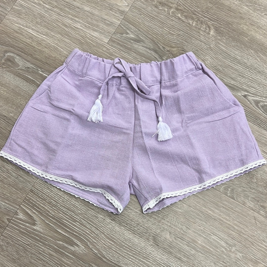 Bela & Nuni Lavender Drawstring Pocket Shorts-Bela & Nuni-Little Giant Kidz