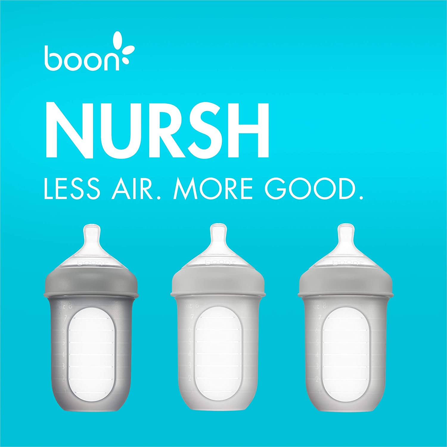 Boon NURSH Silicone Pouch Bottle 8oz (3-Pack) - Gray-BOON-Little Giant Kidz
