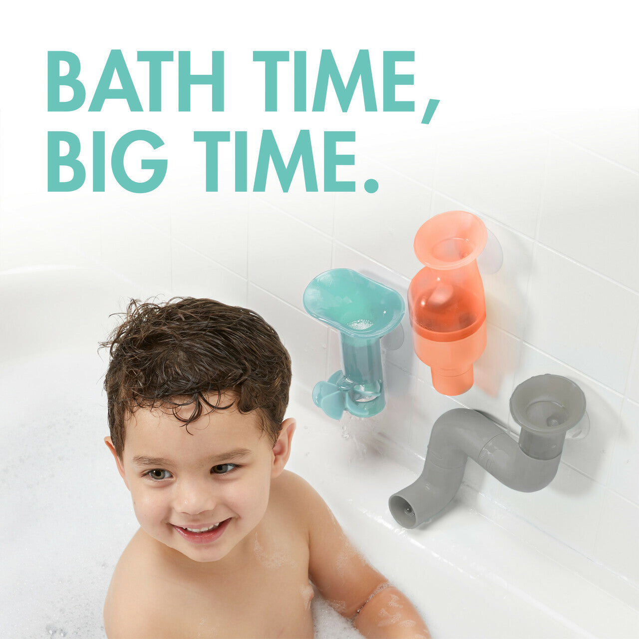 Boon TUBES Building Bath Toy Set - Cantaloupe/Multi-BOON-Little Giant Kidz