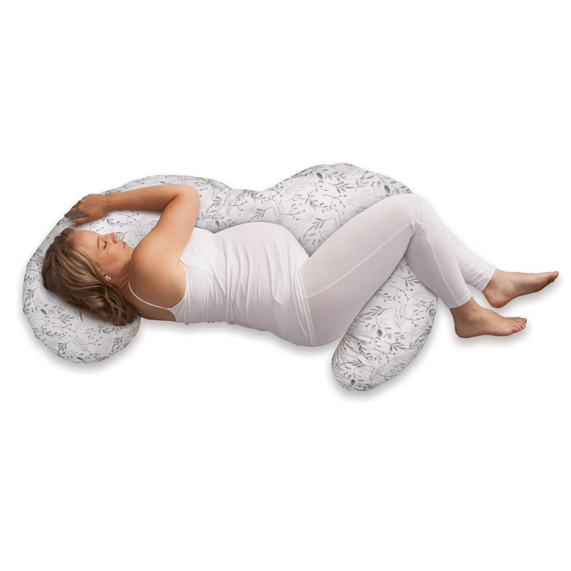 Boppy Slipcovered Total Body Pregnancy Pillow - Gray Scattered Leaves-BOPPY-Little Giant Kidz