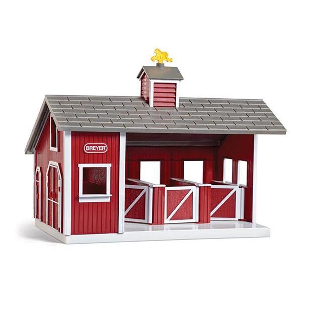 Breyer Stablemates Red Stable Set With Two Horses-BREYER-Little Giant Kidz