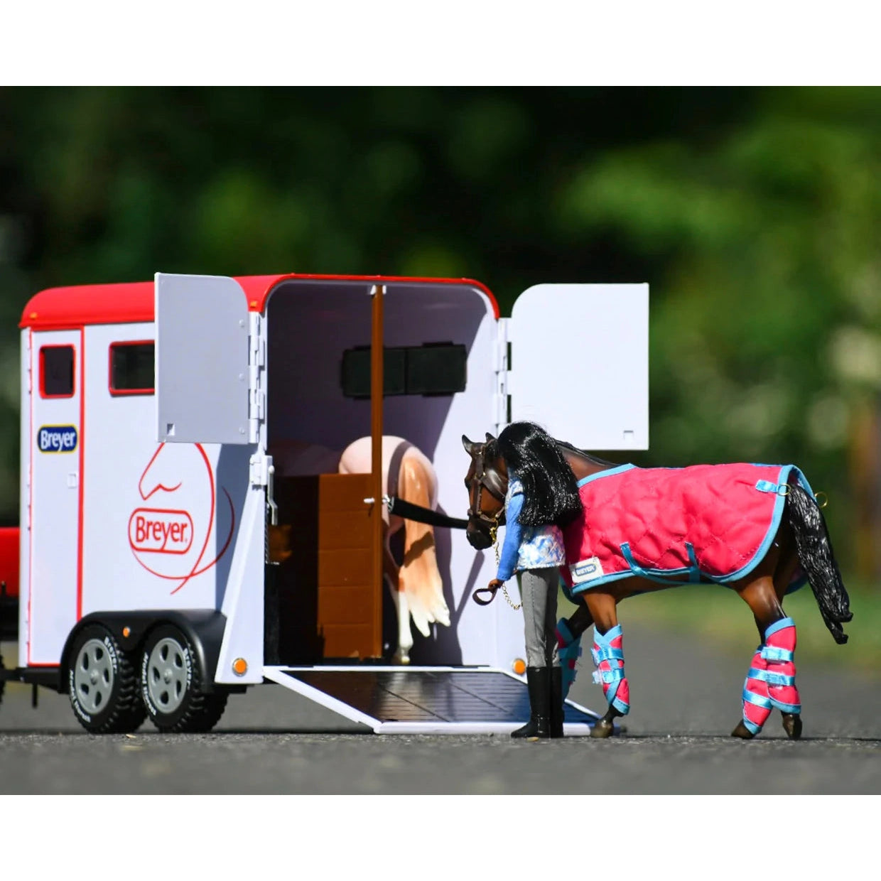 Breyer Traditional Series Two-Horse Trailer - Red/White-BREYER-Little Giant Kidz