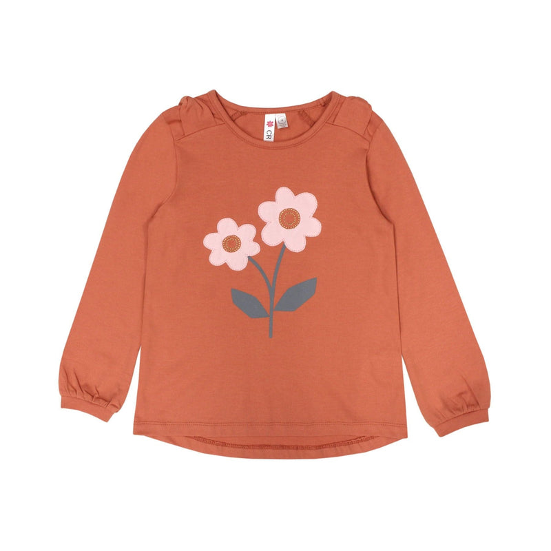 CR Kids Burnt Orange Flower Applique Tunic Top-CR KIDS-Little Giant Kidz