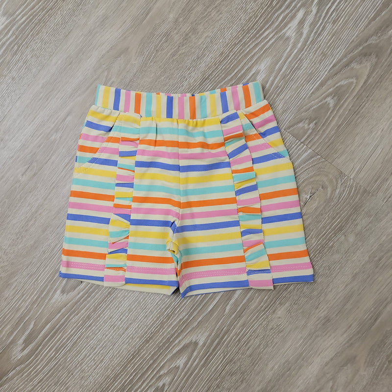 CR Kids Ruffle Terry Shorts - Multi Stripe-CR KIDS-Little Giant Kidz