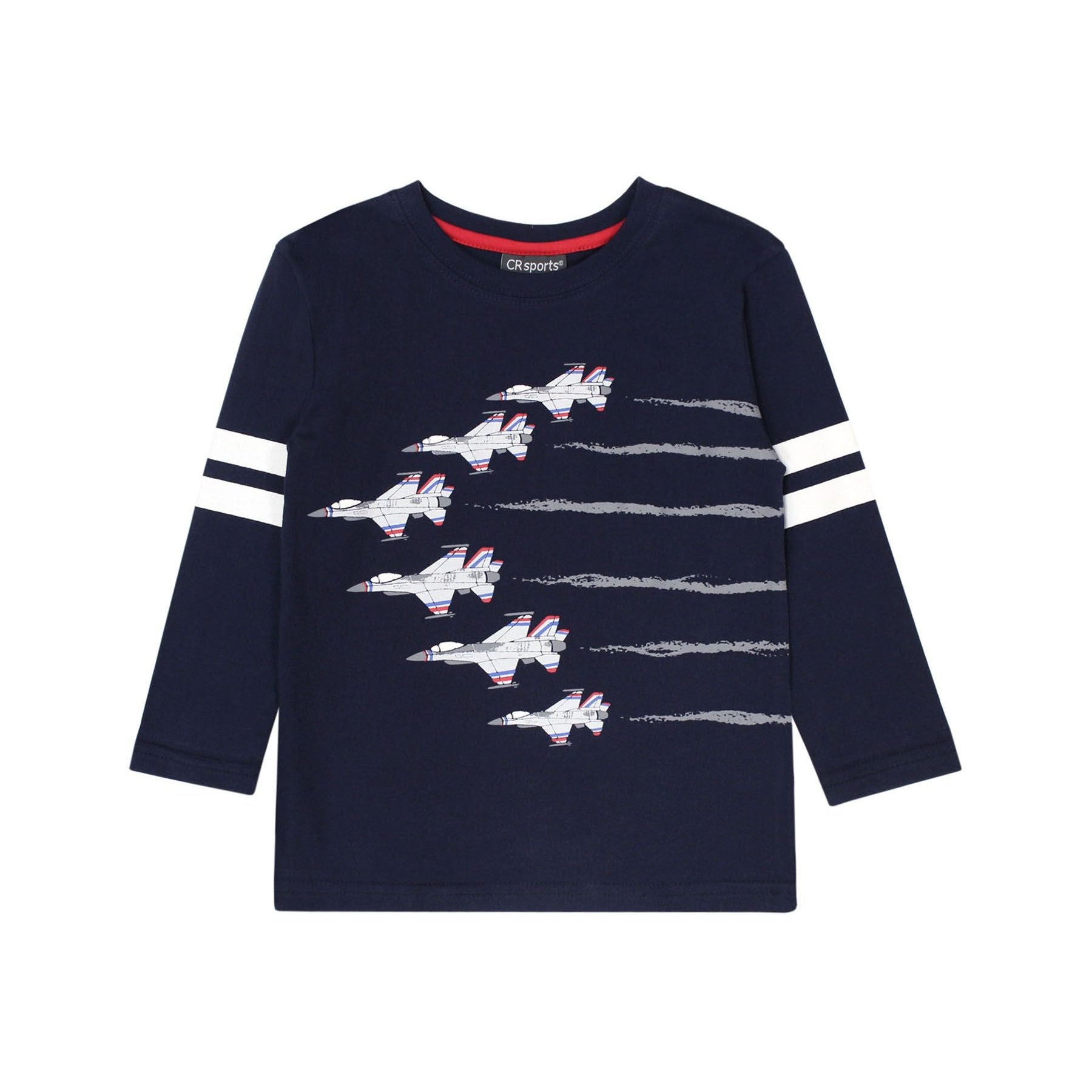 CR Sports Air Show Navy Top with Stripe Sleeve-CR SPORTS-Little Giant Kidz