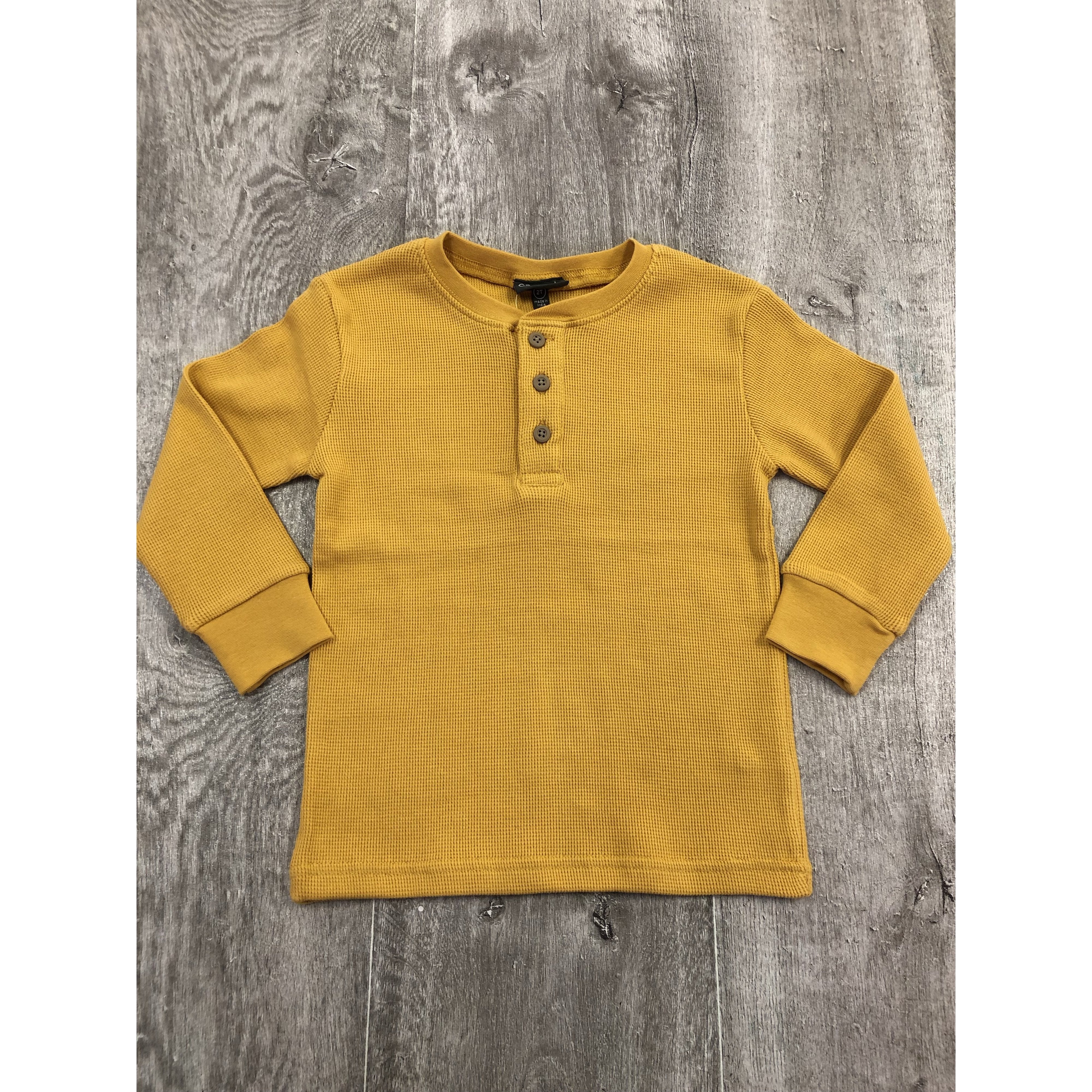 CR Sports Henley Long Sleeve Thermal Top - Yellow-CR SPORTS-Little Giant Kidz