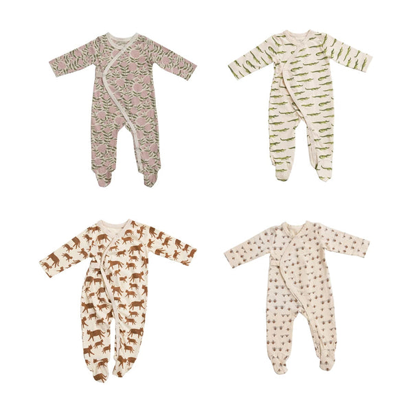 Creative Co-Op Cotton Patterned Footed Baby Bodysuit-COOP-Little Giant Kidz