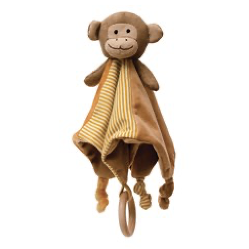 Creative Co-Op Monkey Plush Animal Snuggle Toy with Wood Ring - 12" Square-COOP-Little Giant Kidz