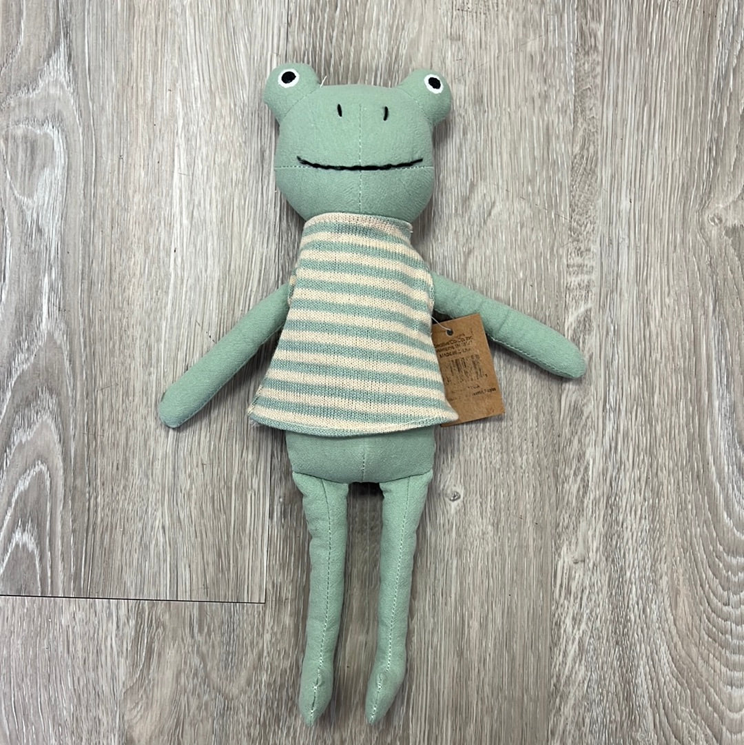 Creative Co-Op Stuffed Frog with Green Stripe Knit Shirt-COOP-Little Giant Kidz