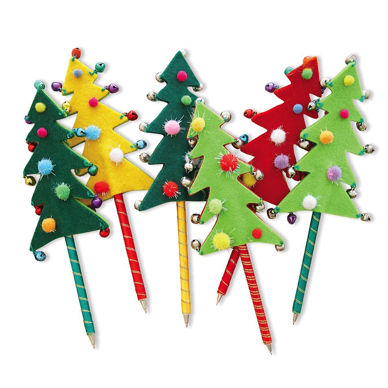 Cupcakes & Cartwheels Jingle Bells Christmas Tree Pen. Assorted Colors-TWO'S COMPANY-Little Giant Kidz