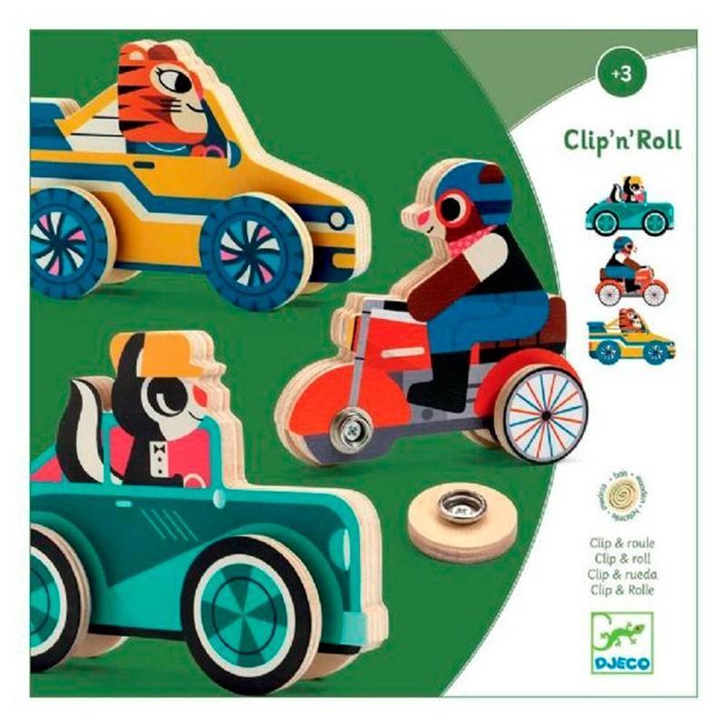 DJECO Early Learning Wooden Puzzle Clip n' Roll (Clipacar)-DJECO-Little Giant Kidz