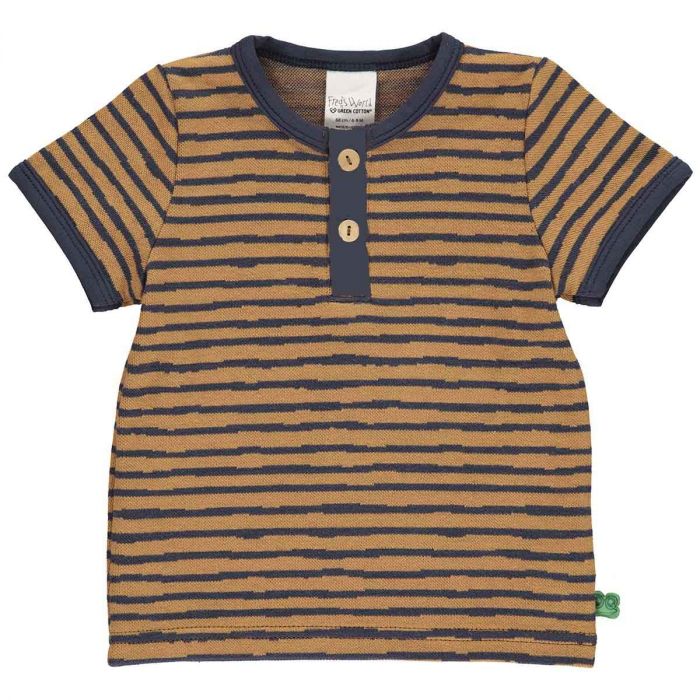 Fred's World Night Blue Stripe Organic Cotton Short Sleeve Shirt-Fred's World-Little Giant Kidz