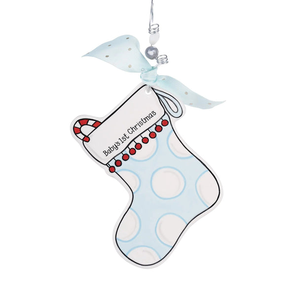 Glory Haus Baby's 1st Christmas Blue Stocking Flat Ornament (Unboxed)-GLORY HAUS-Little Giant Kidz