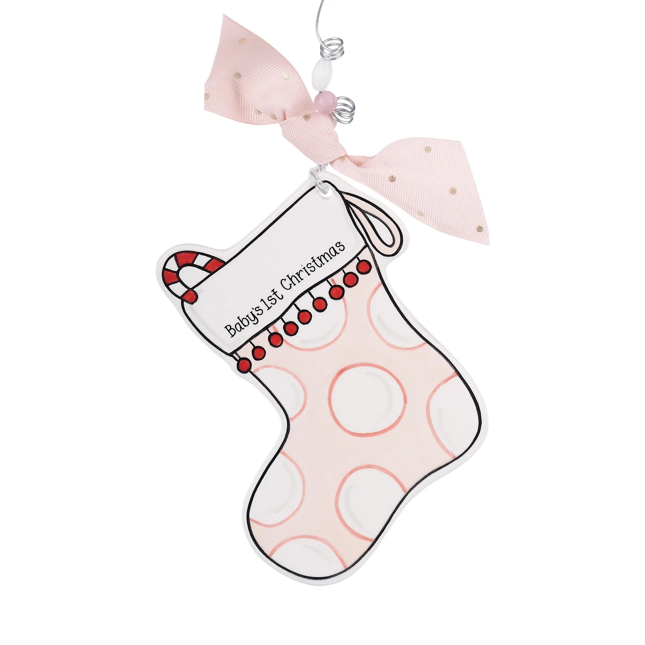 Glory Haus Baby's 1st Christmas Pink Stocking Flat Ornament (Unboxed)-GLORY HAUS-Little Giant Kidz