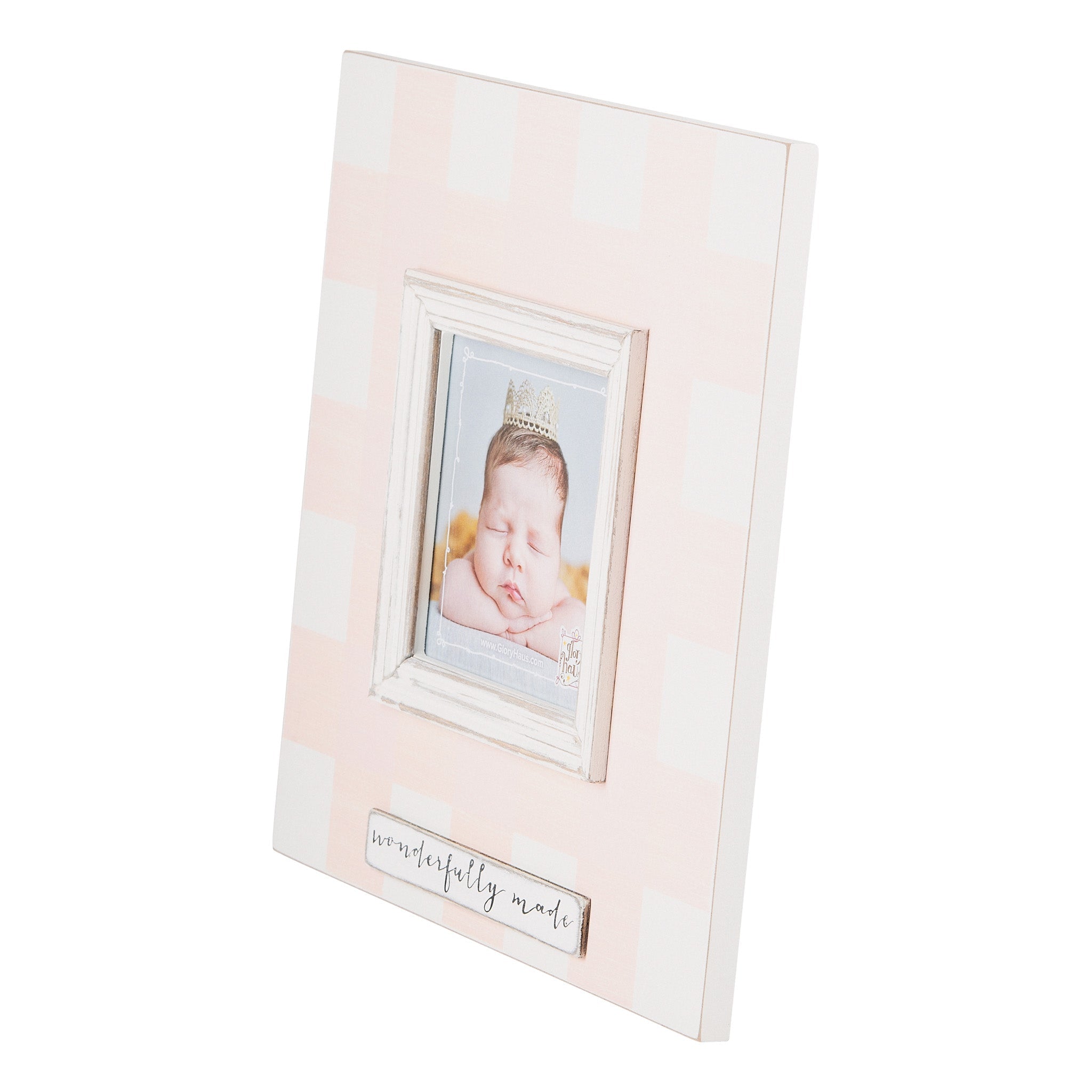 Glory Haus Photo Frame Wonderfully Made - Pink Gingham Frame-GLORY HAUS-Little Giant Kidz