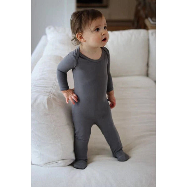Gunamuna Convertible Footie Pajama Solid Charcoal-GUNAMUNA-Little Giant Kidz