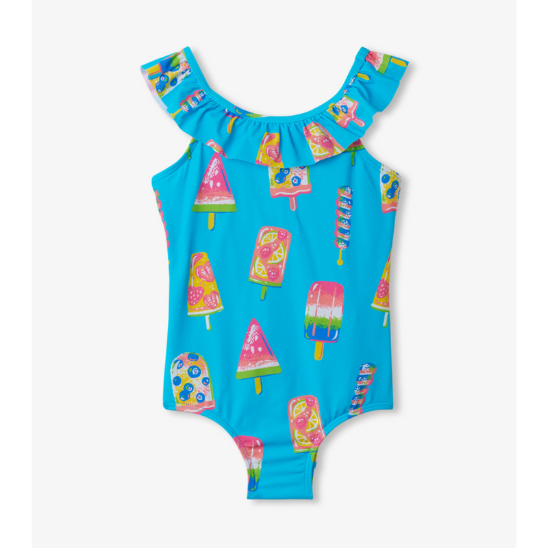 Hatley Fruity Pops Ruffle Sleeve One Piece Swimsuit - Blue Atoll-HATLEY-Little Giant Kidz