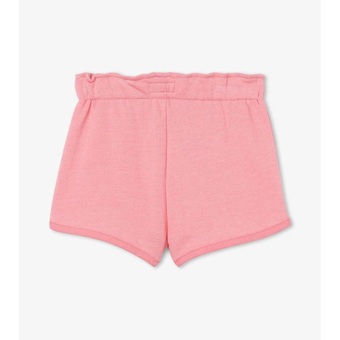 Hatley Geranium Pink French Terry Paper Bag Shorts-HATLEY-Little Giant Kidz