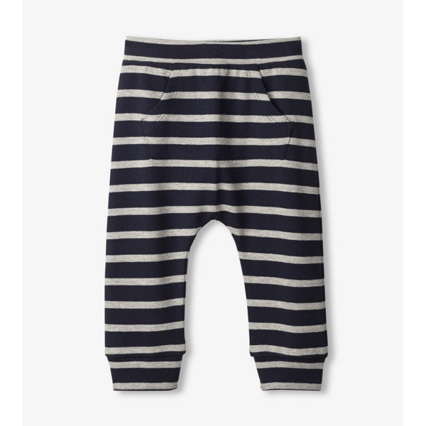 Hatley Navy and Grey Stripes Baby Kanga Pants - Solstice-HATLEY-Little Giant Kidz