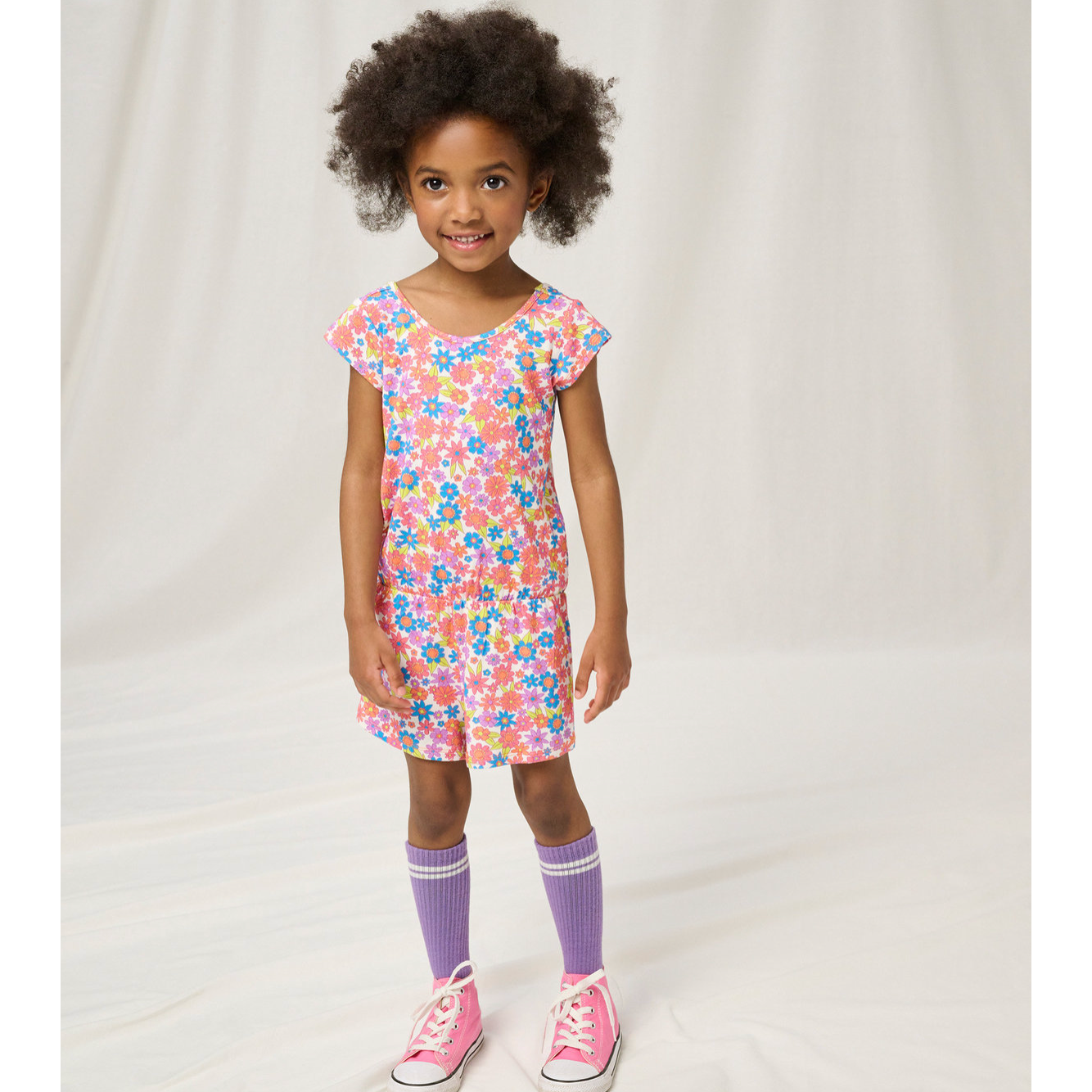 Hatley Retro Floral Romper - White-HATLEY-Little Giant Kidz