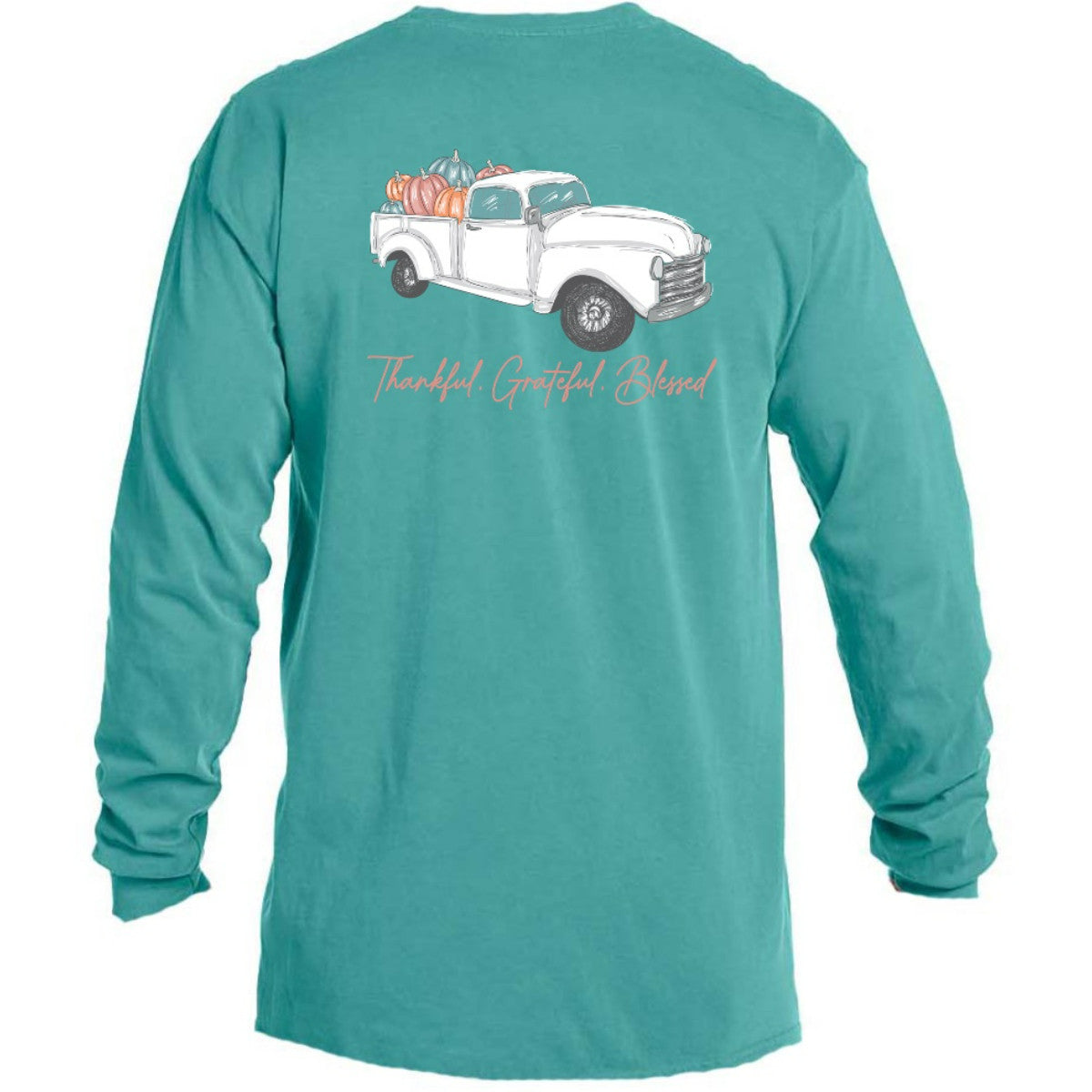 Jane Marie Thankful Grateful Blessed Long Sleeve T-Shirt - Seafoam-JANE MARIE-Little Giant Kidz