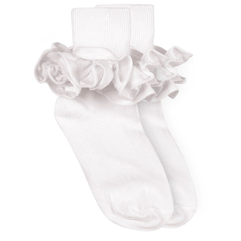 Jefferies Socks Misty Ruffle Lace Turn Cuff Socks - White - 1 Pair-JEFFERIES SOCKS-Little Giant Kidz