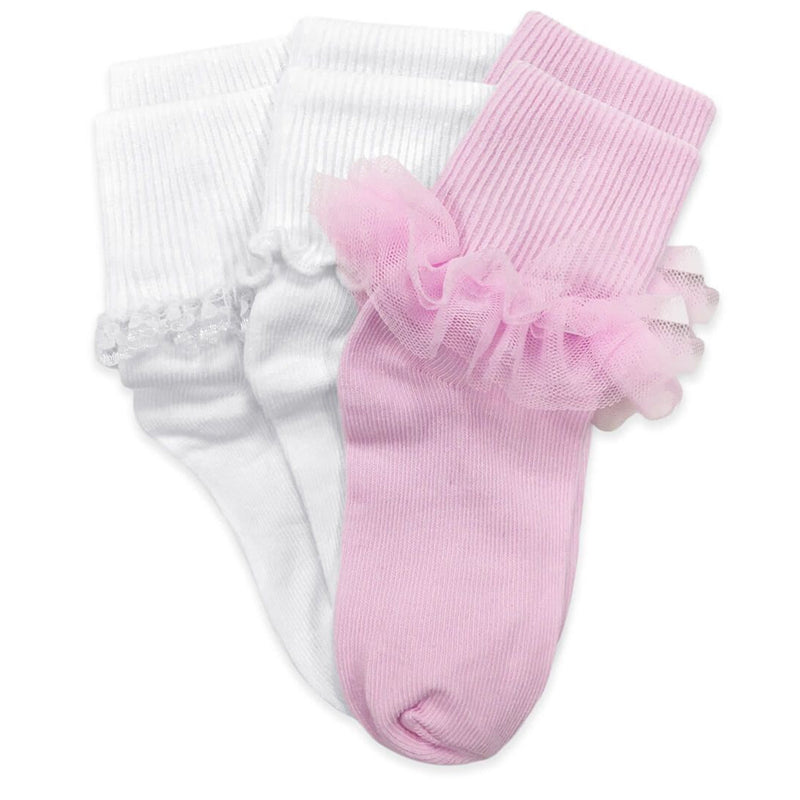Jefferies Socks Ruffle/Ripple/Lace Turn Cuff Socks 3 Pair Pack-JEFFERIES SOCKS-Little Giant Kidz