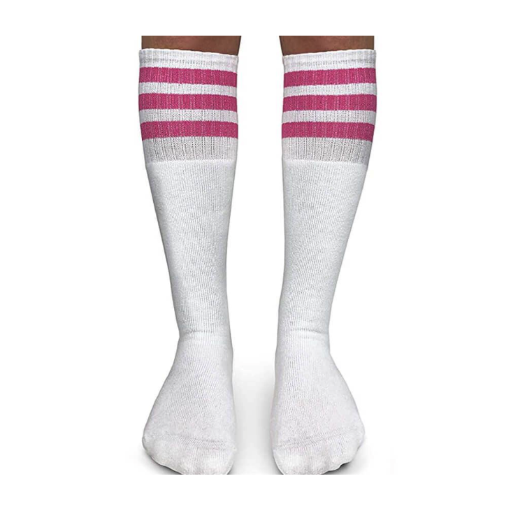 Jefferies Socks Stripe Knee High Tube Socks -Pink-JEFFERIES SOCKS-Little Giant Kidz